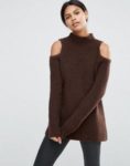 asos brown cold shoulder sweater